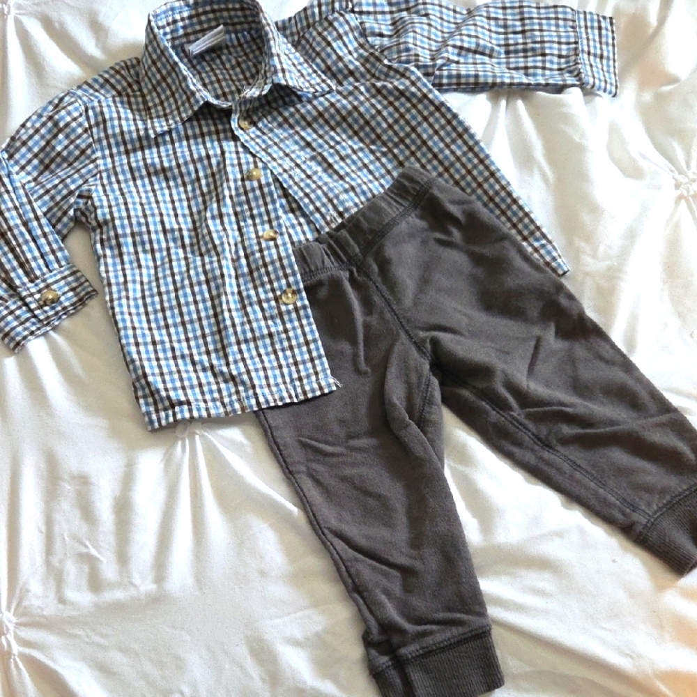 Good Lad Blue and Brown Plaid Button Down Shirt